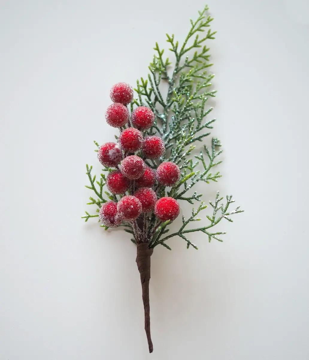 BÄRGRÖN / RÖD 20cm - Konstgjorda kvistar - 6416906751153 - 0