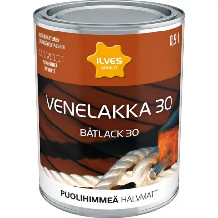 Båtlack halvblank 30 0,9L Ilves - Träolja och träskydd - 6430026950302 - 0
