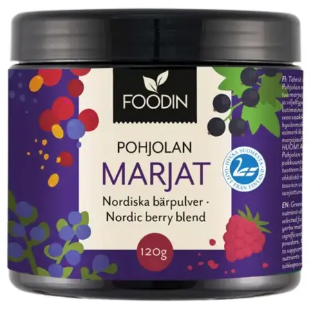 Nordiska bär bärpulverblandning 120g Foodin - Vitaminer och pulver - 6430055218824 - 0