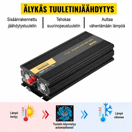Inverter ren bølge 2500W 12V - 230V Ve - Bil inverter - 6438471351958 - 1