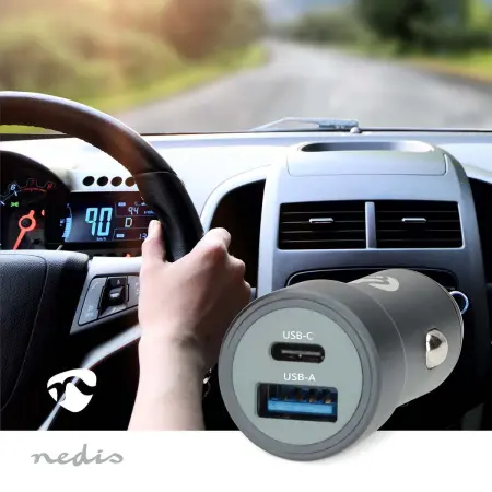 Billader USB-C + USB-A 48W Nedis - Cigarettænderstik og oplader - 5412810473724 - 1
