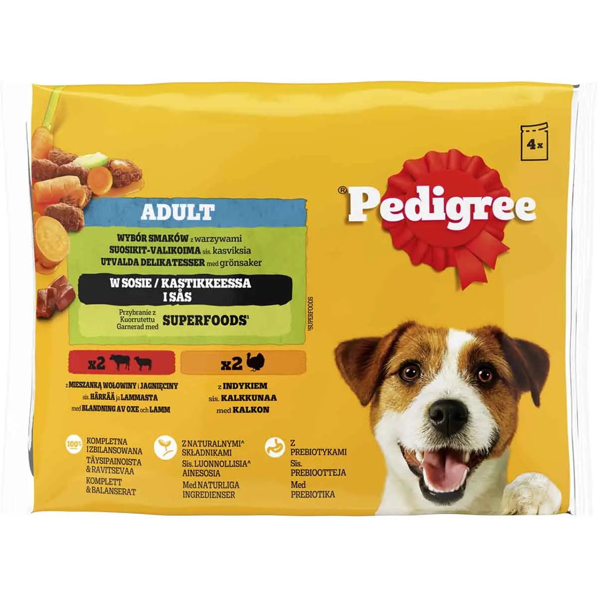 Pedigree Adult vådfoder udvalg 4x100g - Vådt hundefoder - 5900951262616 - 0