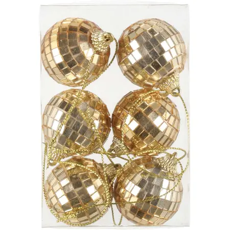 Granbold Disco 4 cm 6 stk guld - juletræspynt - 6410416513287 - 0