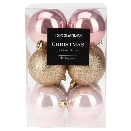 Grankula 6cm 12st rosa - Julgransdekorationer - 8721037098281 - 0