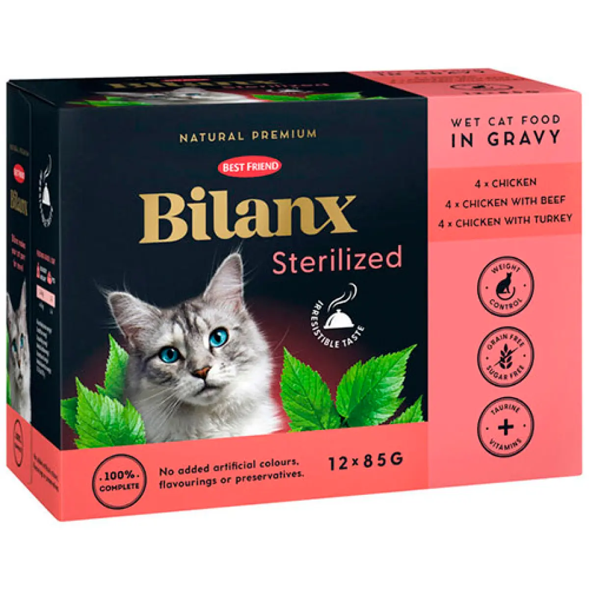 Bilanx Steriliserad kyckling nötkött & kalkon - Våtfoder för katter - 5700551211973 - 0