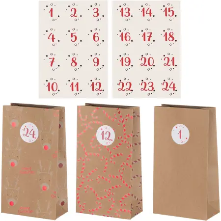 Adventskalenderset påsar och klistermärken - Julkalendrar - 6410416491929 - 0