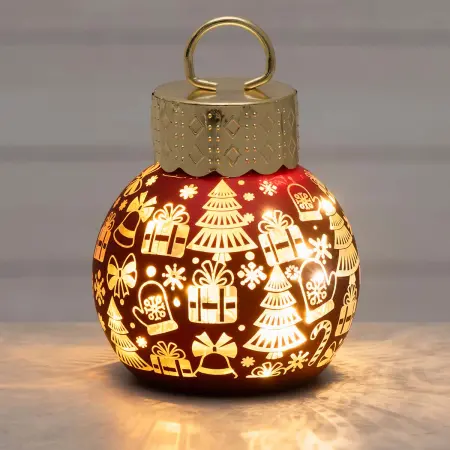 Julgranskula med LED-ljus Presenter 10 cm - Ljusdekorationer för bord - 6410416504186 - 1
