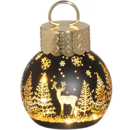 Julekugle med LED-lys Vinterforest 10 cm - Bord stearinlys dekorationer - 6410416504339 - 0
