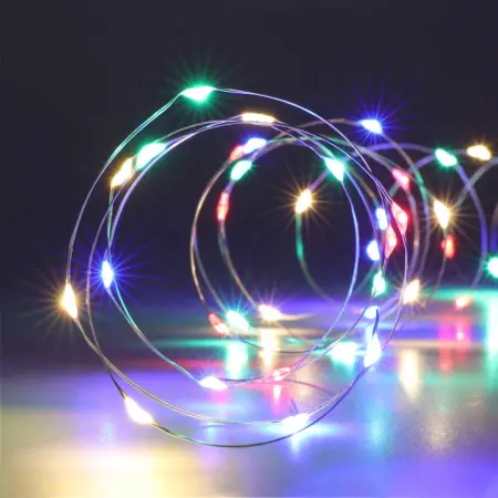 Valgkæde 20 LED Multicolor sølvrå 9' - Batteri lys - 8720573666558 - 0