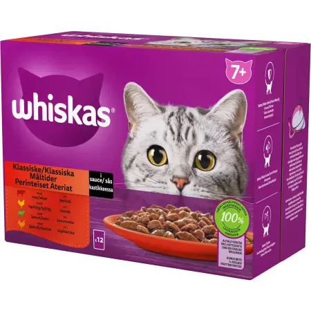 Whiskas 7+ kattmat 12x85g traditionella måltider - Våtfoder för katter - 4008429155949 - 0