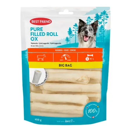 Fyllningsrulle Pure nötkött 12cm 18st 450g - Tuggben, tuggpinnar och tuggrullar för hund - 5700551173301 - 0