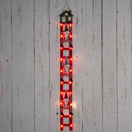 Nisser på stige med LED-lys rød - Julemænd og pynt - 6410416502861 - 1