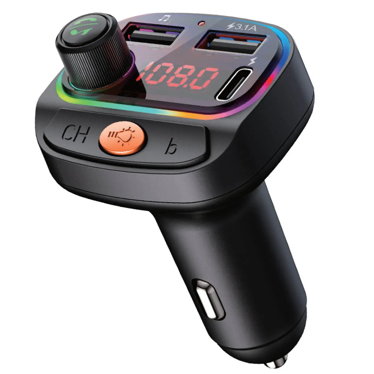 FM-sändare billaddare 2 X USB-A + USB-C - Cigarettändaruttag och laddare - 6418536034736 - 0