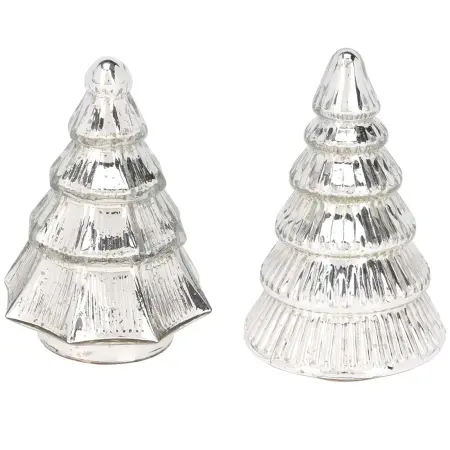 Glasdekoration sølvgran 20 cm assorteret - julepynt - 8721037116589 - 0