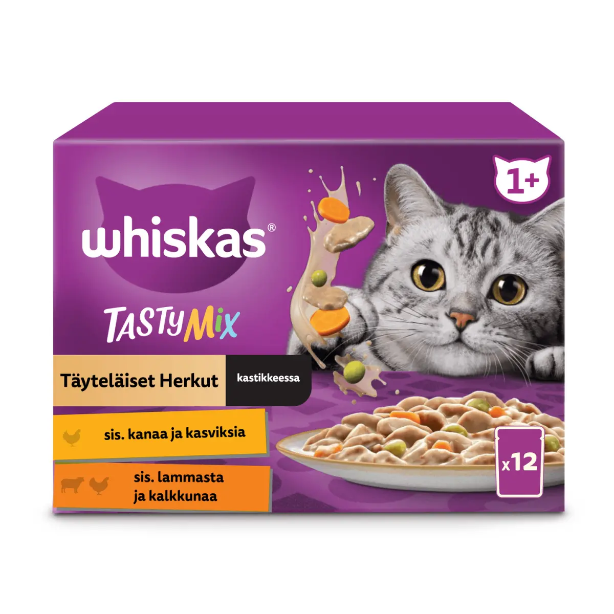 Whiskas 1+ Tasty Mix Fylliga Smaker 12x85g - Våtfoder för katter - 4008429157059 - 0