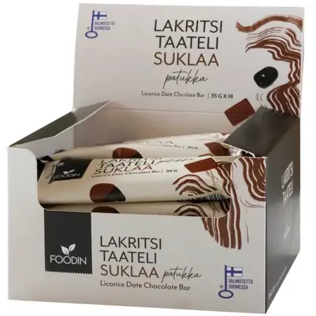 Lakritsdadelflarn Choklad Foodin 18x - Dadlar - 6430048238662 - 0