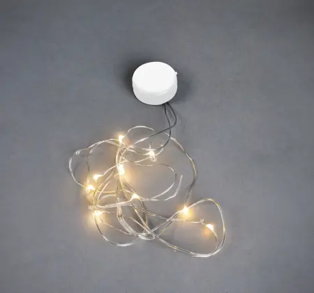 Airam Knap 10led sølvråd 90cm - Batteri lys - 6435200208163 - 0