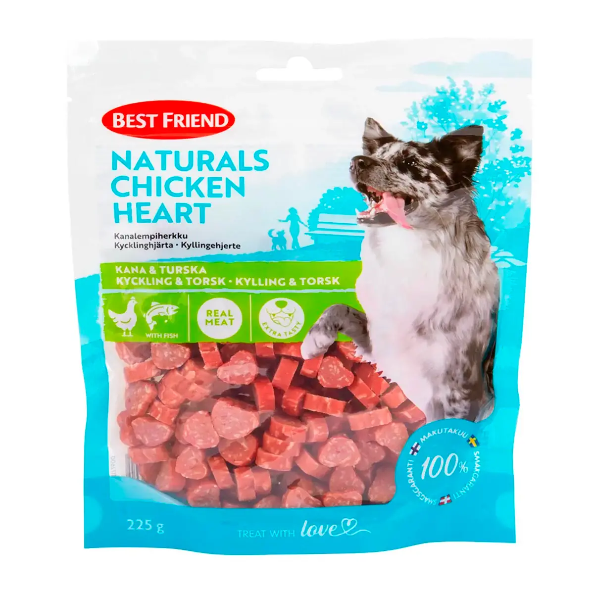 Kycklinghjärta Best Friend Naturals 225g - Hundgodis och belöningsbitar - 5700551172601 - 0