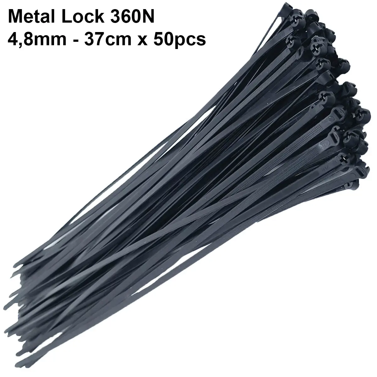 Nylonbånd 4,8x370mm 50stk metal spænde - Kabelbindere og kabelbindere i rustfrit stål - 6430032159782 - 0