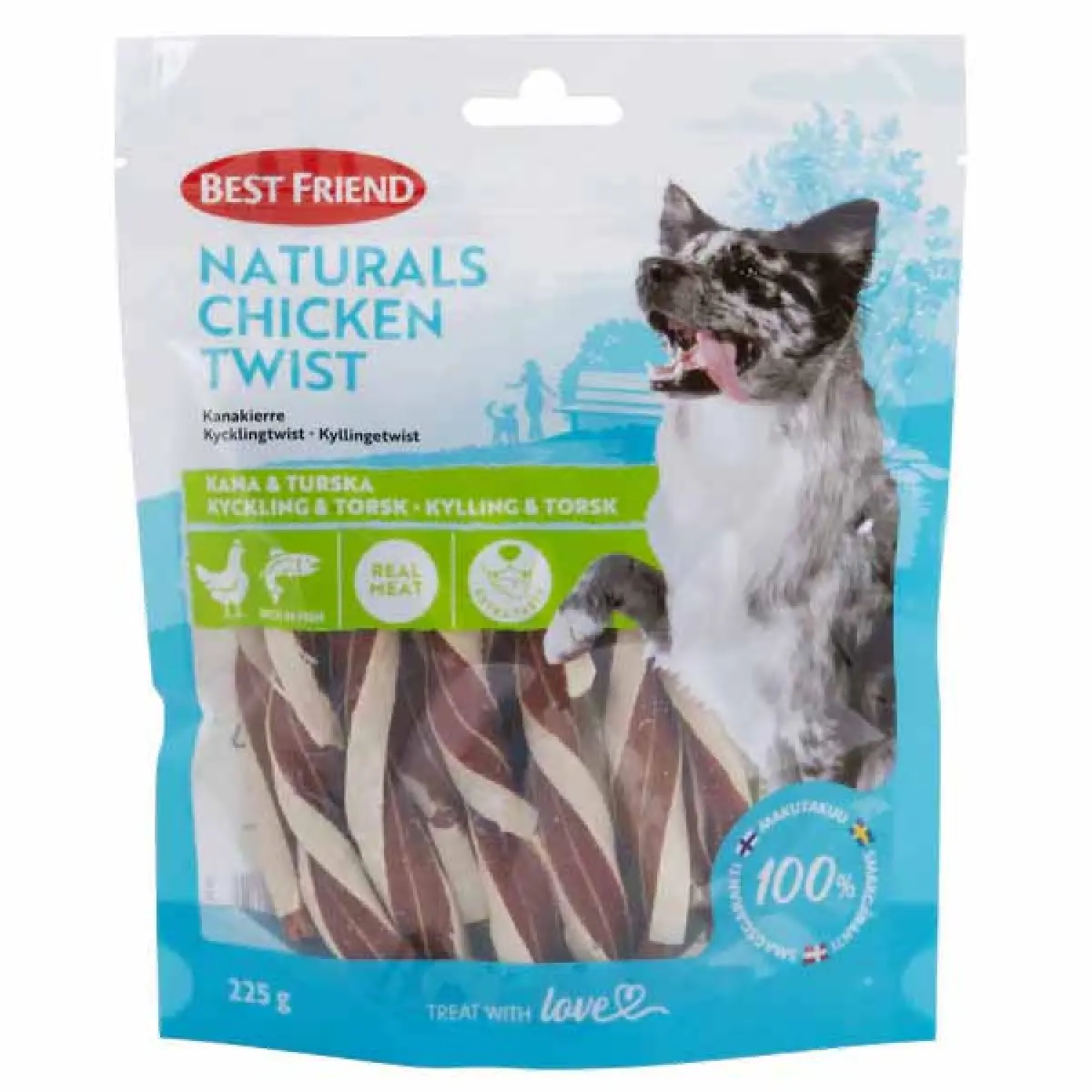 Kyllingepinde Naturals Chicken Twist 225 g - Hundetyggeknogler, tyggepinde og tyggeruller - 5700551172632 - 0