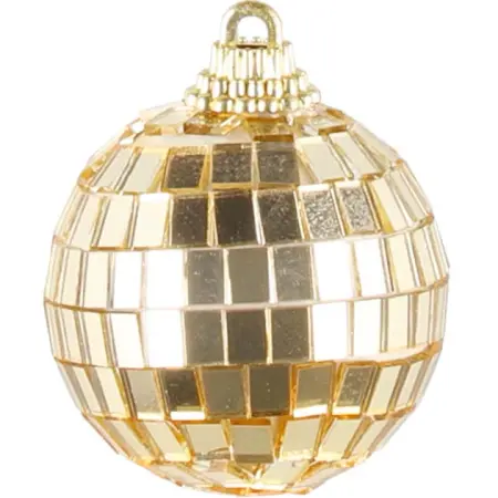 Granbold Disco 4 cm 6 stk guld - juletræspynt - 6410416513287 - 1