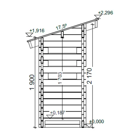 Avfallsskjul pulpettak 1,7m2 100x170cm - Pressutallit - 6424110255183 - 1