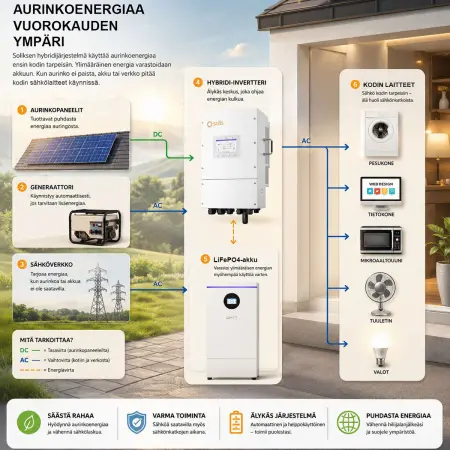Reservkraftsystem 16 kWh med 8 kW hybridväxelriktare - Solenergisystem - 6438471354386 - 1