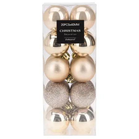 Gran Kugle 4cm 20stk Guld - juletræspynt - 8721037097055 - 0