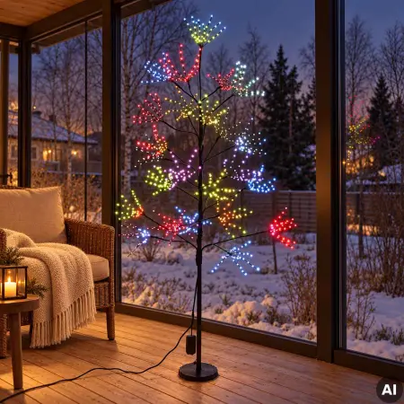 Valopuu Fireworks 960LED RGB 180cm - Stearinlys træ - 8721461179501 - 1