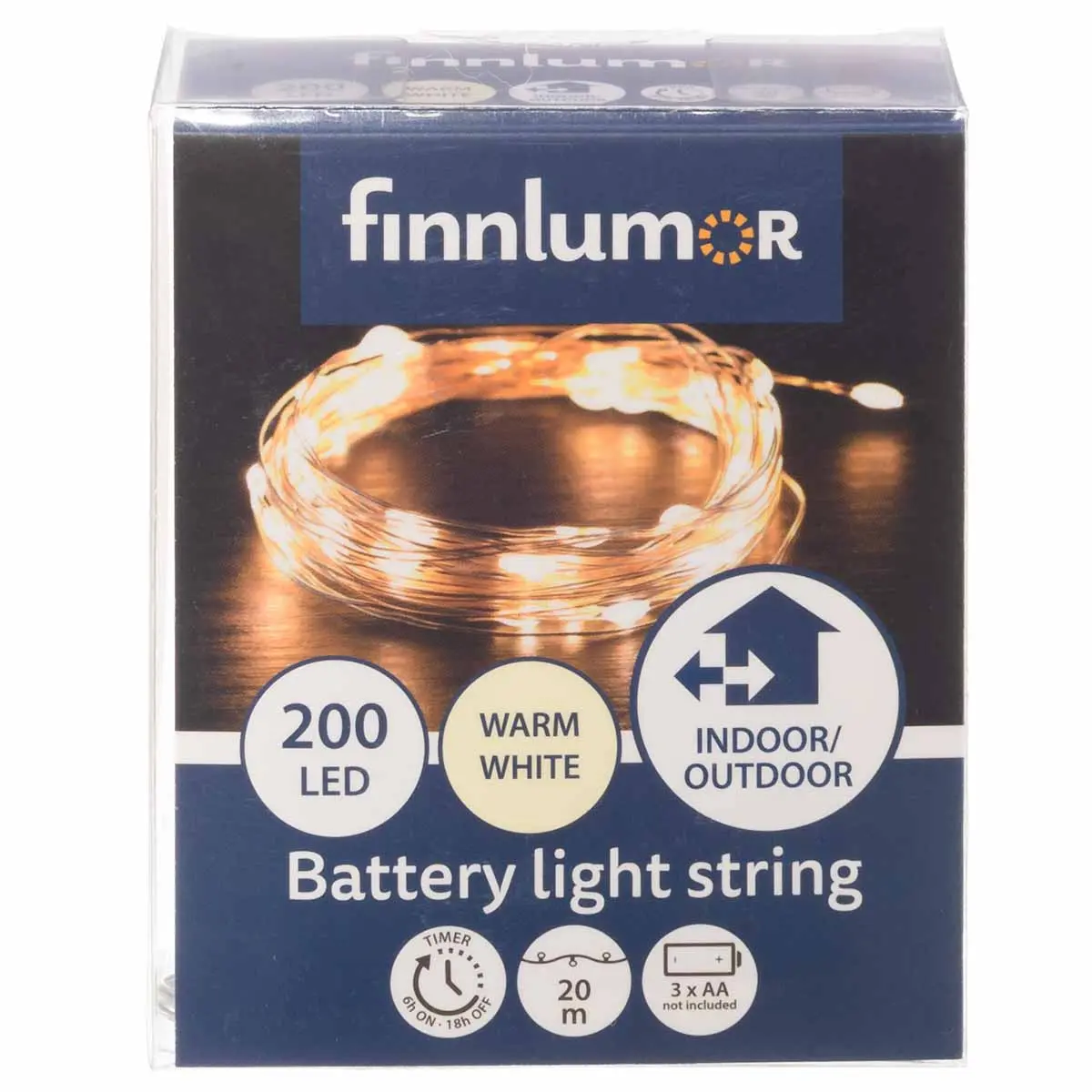 Batterilys varm hvid micro-led - Lyskæde til udendørs brug - 6410416377209 - 0