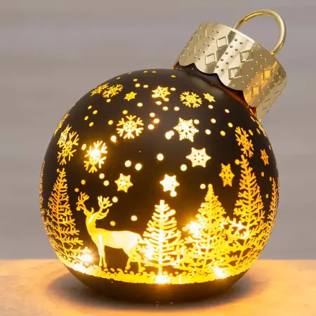Julgranskula med LED-lampa Vinterskog 12 cm - Ljusdekorationer för bord - 6410416504346 - 1