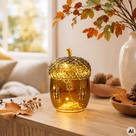 Glas-eg med LED-lys grøn 16 cm - Ornamenter - 6410416573953 - 1