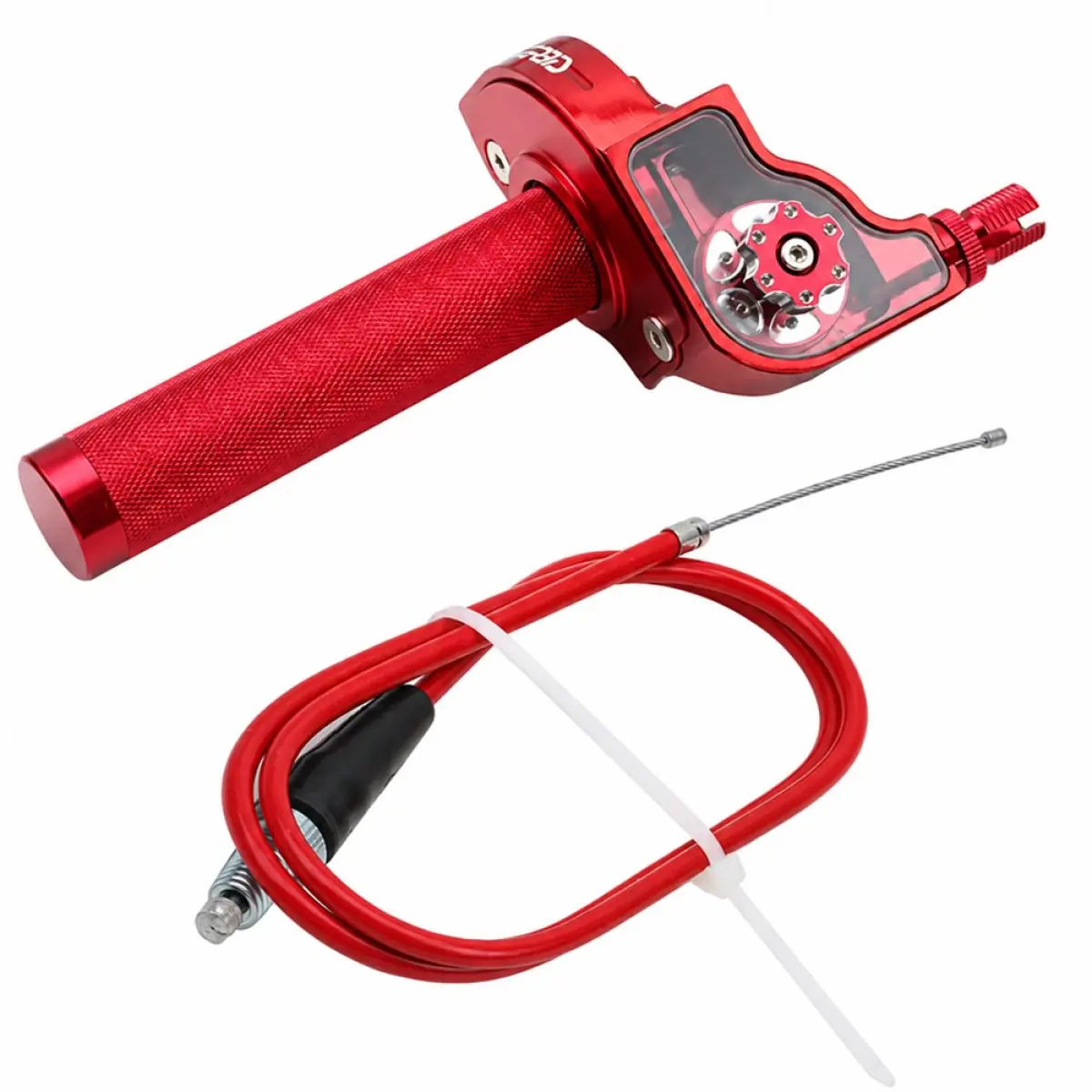 Gasgreb CNC aluminium 22 mm rød - Motocross og knallert gashåndtag - 6438471355369 - 0