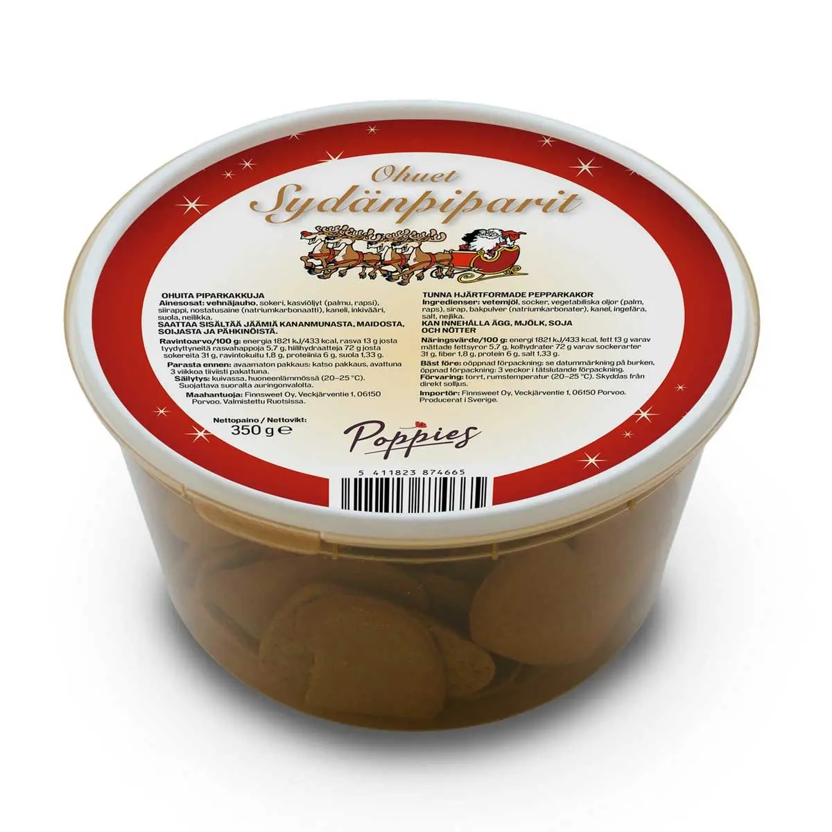 Hjärtkakor 350g Poppies - Choklad och praliner - 5411823874665 - 0