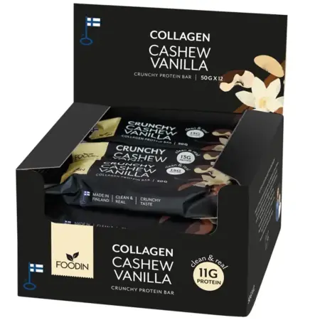 Proteinbar Cashew-Vanilj med kollagen 12×50g - Proteinbars - 6430048235074 - 0