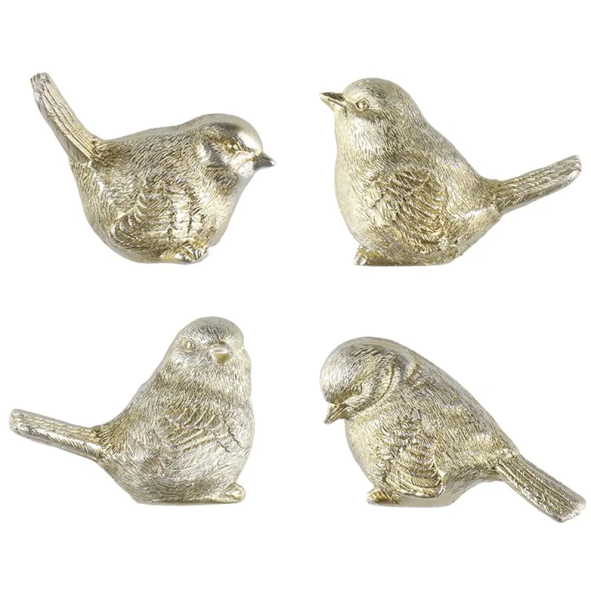 Dekorationsfågel 7 cm guld blandade modeller - Tomtar och prydnadsdjur - 6410416487960 - 0