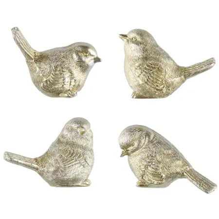Dekorationsfugl 7 cm guld assorteret - Julemænd og pynt - 6410416487960 - 0