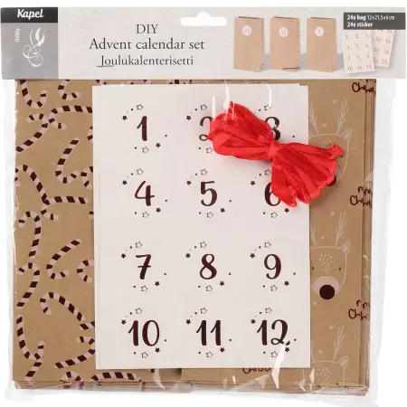 Adventskalenderset påsar och klistermärken - Julkalendrar - 6410416491929 - 1