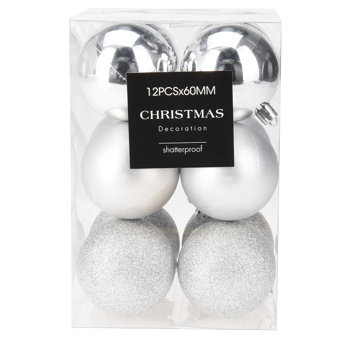 Granboll 6cm 12st silver - Julgransdekorationer - 8721037099318 - 0