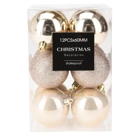 Kuusenpallo 6cm 12kpl guld - Julgransdekorationer - 8721037193092 - 0