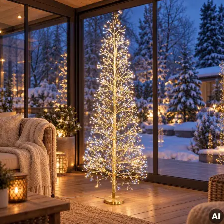 Lysende Træ 150cm 1600LED guld - juletræer - 8721461179846 - 1