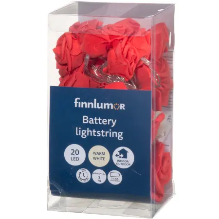 Batteridriven ljusslinga Ros 20 LED röd - Batteridrivna ljusslingor - 6410416419275 - 1