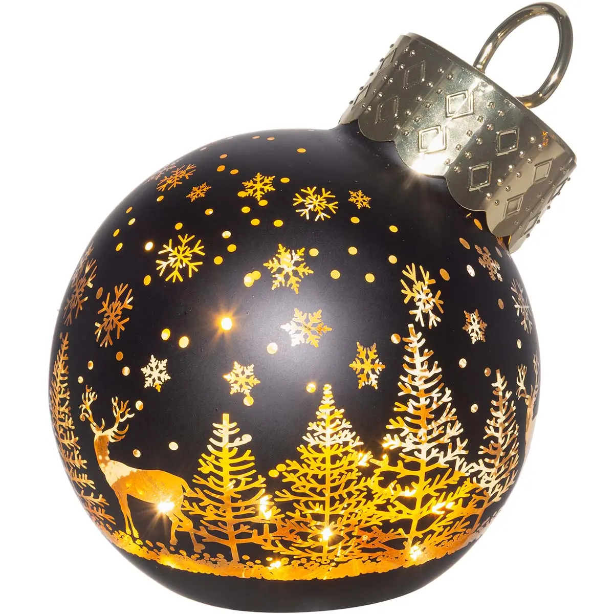 Julekugle med LED-lys Vinterlandskab 12 cm - Bord stearinlys dekorationer - 6410416504346 - 0