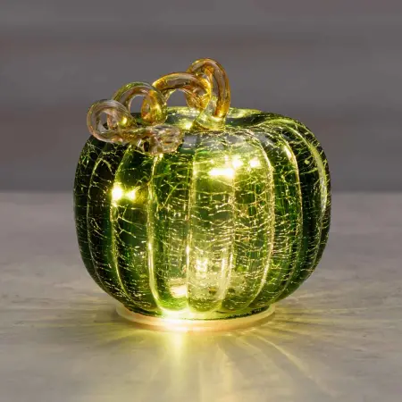 LED-pumpa i sprucket glas 12 cm grön - Dekorationsföremål - 6410416588506 - 1