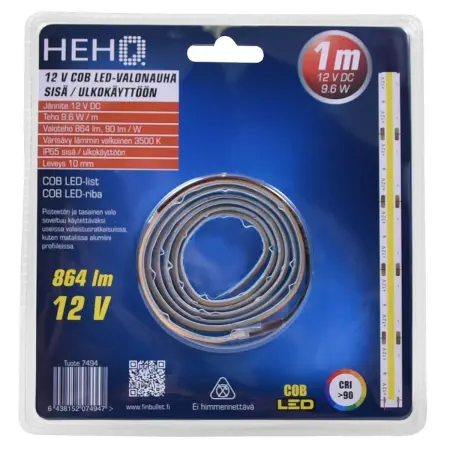 LED-strimmel COB 1m 12V 320LED varm hvid - LED strip og LED strip - 6438152074947 - 0