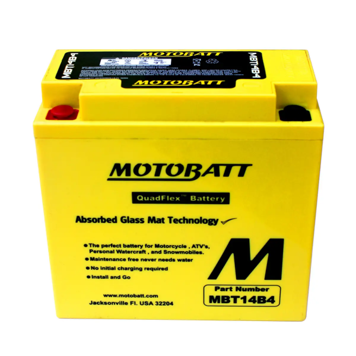 Småbåtsbatteri 12Ah MBT14B4 134x89x166mm - Småmaskin batterier 10-30Ah - 6947312400316 - 0