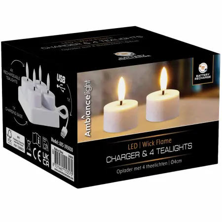 Laddningsbara LED-värmeljus 4-pack - Led-ljus - 8721461153570 - 1