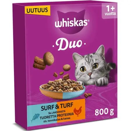 Whiskas DUO Tonfisk & Kyckling 800g - Torrfoder för katter - 5900951356056 - 0