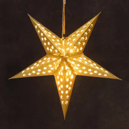 Papirstjerne 10 LED 43cm Guld - Papirstjerner og metalstjerner - 6410413306059 - 0