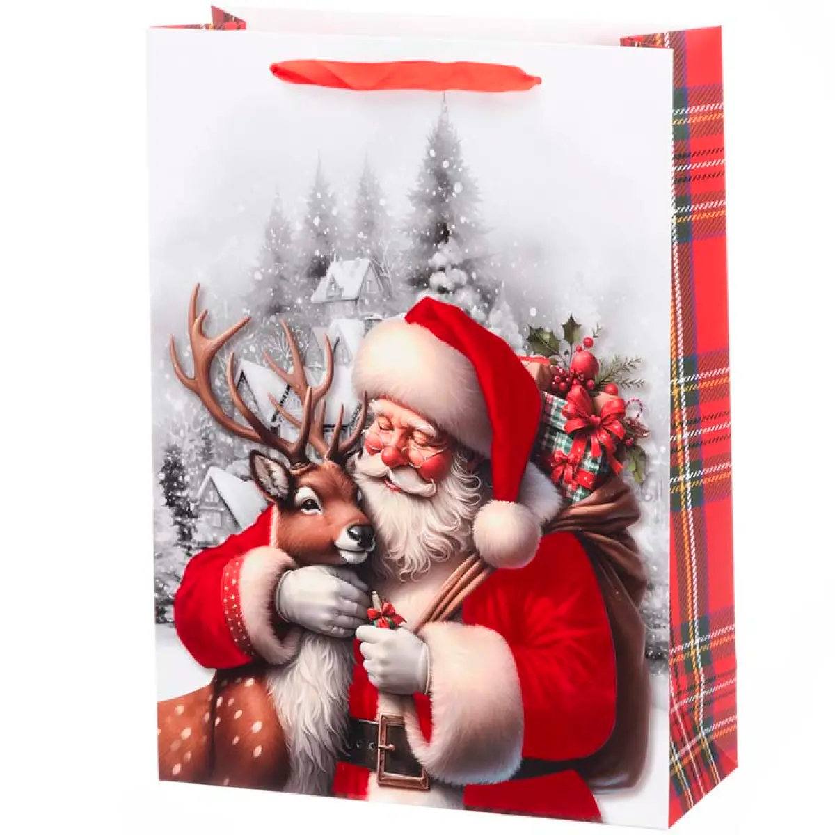 Presentpåse Jultomten och ren 48x42x16 cm - Paketinslagning - 6410416498720 - 0